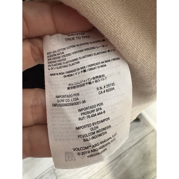 Volcom Womens XS Lived In Lounge Hoodie With Rose Gold Zipper &‎ Details Beige - Picture 7 of 7